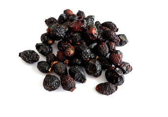 Rosehip tea natural, white background, dry tea 