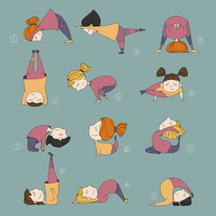 illustration of kids doing yoga