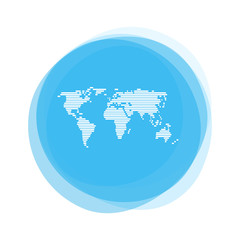 Weiße Weltkarte auf hellblauem Button