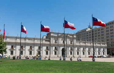 View of the presidential palace, known as La Moneda, in Santiago, Chile - 195307833