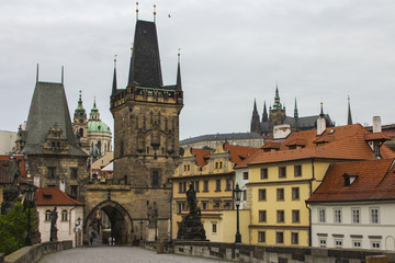 Fototapeta na wymiar The Malá Strana Bridge Tower at Charles Bridge in Prague. Czech