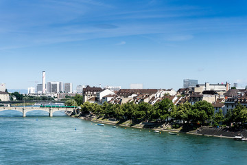 Obraz premium BASEL, SWITZERLAND - June 16, 2017: Rhine river in Basel, Switzerland
