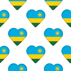 Seamless pattern from the hearts with flag of Rwanda.