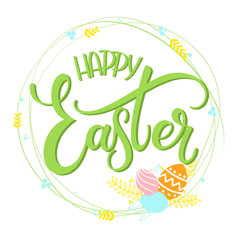 Happy Easter colorful lettering. Hand written Easter phrases. Seasons Greetings