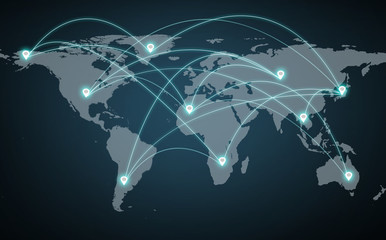 World map and social network connection internet and global technology , Concept future Digital...