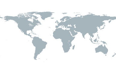 Fototapeta na wymiar Grey World map isolated on white background