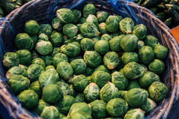 Basket with Brussels sprouts