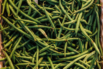 Green beans on a market