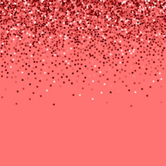 Red gold glitter. Scatter top gradient with red gold glitter on pink background. Fair Vector illustration.