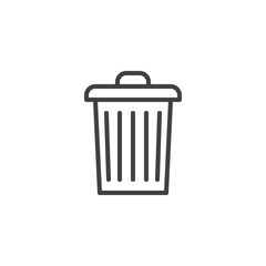 Garbage bin outline icon. linear style sign for mobile concept and web design. Trash can simple line vector icon. Symbol, logo illustration. Pixel perfect vector graphics