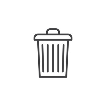 Garbage bin outline icon. linear style sign for mobile concept and web design. Trash can simple line vector icon. Symbol, logo illustration. Pixel perfect vector graphics
