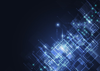 Abstract digital background with technology circuit board texture. Electronic motherboard illustration. Communication and engineering concept. Vector illustration