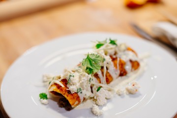 Delicious mexican enchilada.