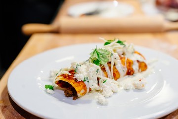 Delicious mexican enchilada.