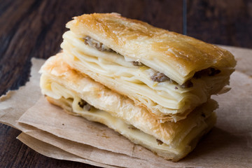 Turkish Borek Slices with Minced Meat.