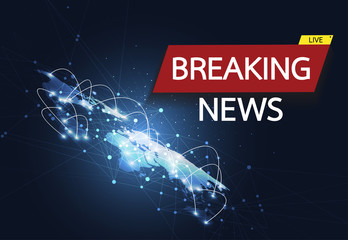 Breaking news live on world map connection background. Business technology concept. Vector illustration