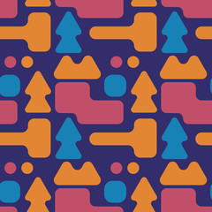 Full colour shape forest seamless pattern. Suitable for screen, print and other media.