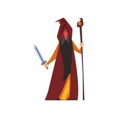 Magician wizard, fantasy magical character vector Illustration on a white background