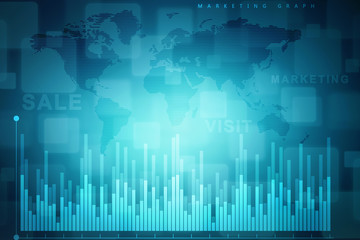 2d rendering Stock market online business concept. business Graph 