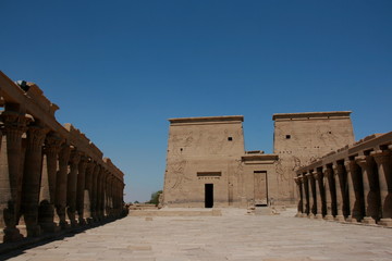The temple of Isis from Philae at its current location on Agilkia Island in Lake Nasser