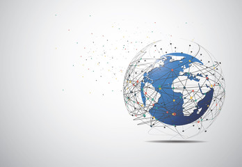Global network connection. World map point and line composition concept of global business. Vector Illustration