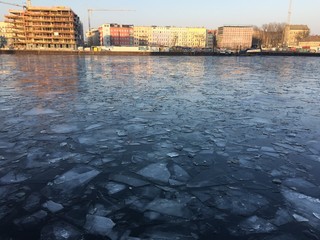 Iced river Spree in Berlin