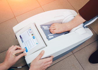 Portable medical equipment for diagnosis bone density.