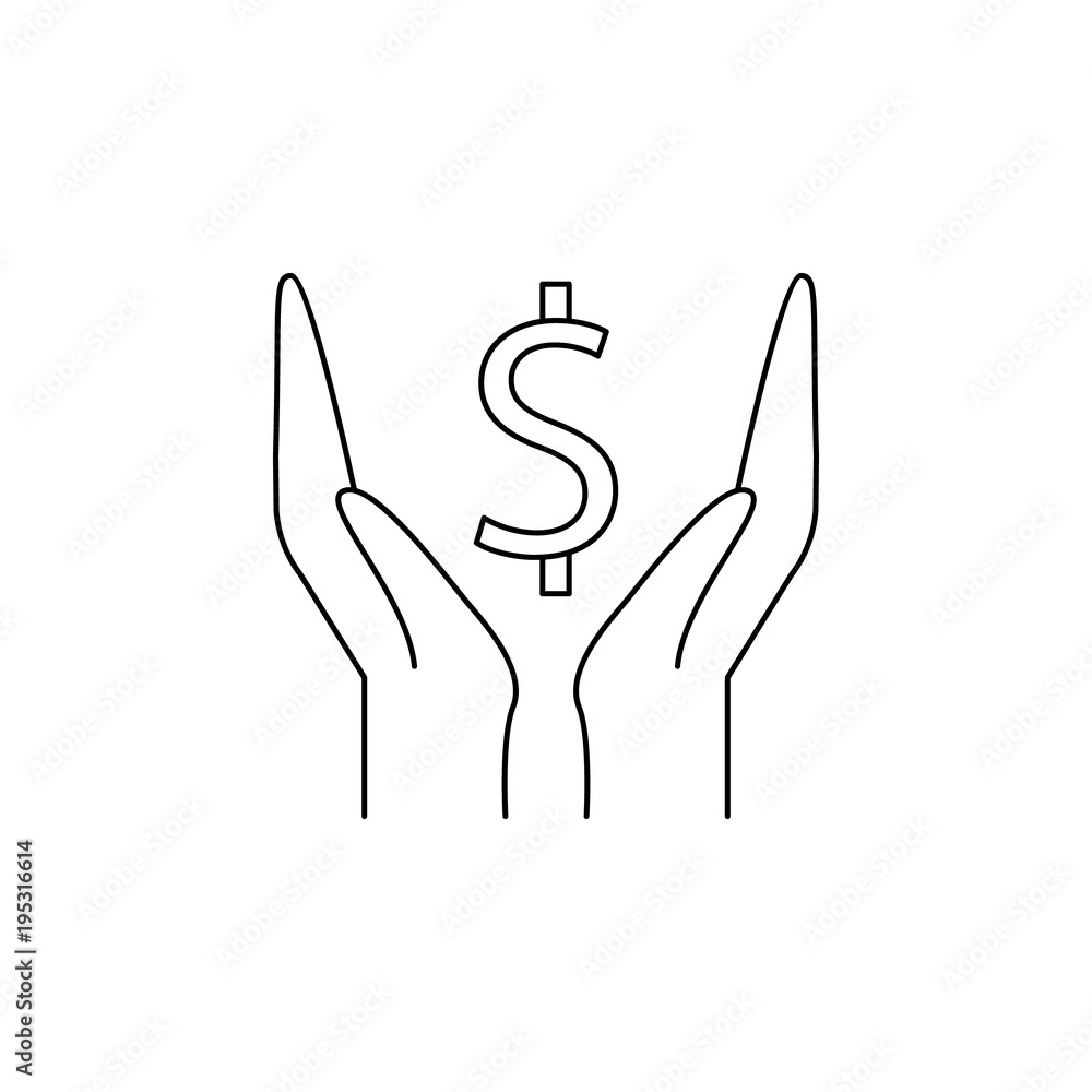 Poster hand money icon. element of banking icon for mobile concept and web apps. thin line icon for website