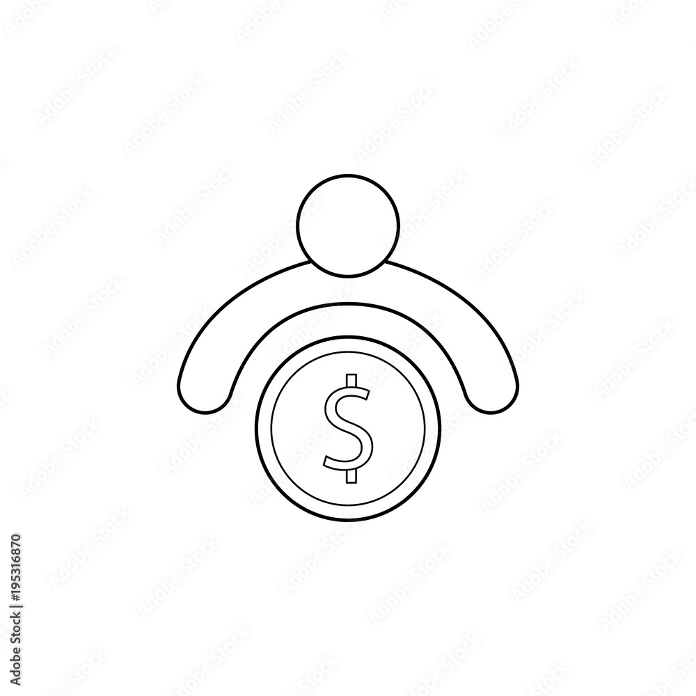 Poster a man with money icon. element of banking icon for mobile concept and web apps. thin line icon for w