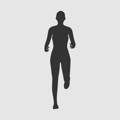 Running woman. Front view silhouette. Sport and recreation
