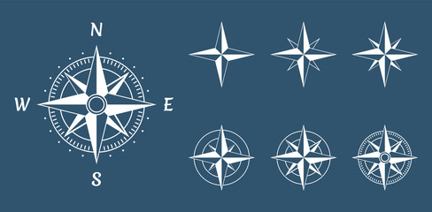 compass wind rose icons set, vector illustration © extracoin