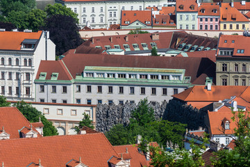 Fototapeta na wymiar Dripstone wall in Prague seen from above