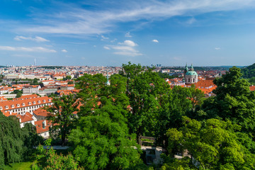 Panoramic view over Prague from above