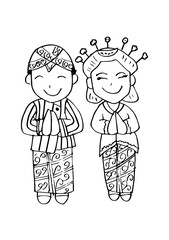 Cartoon costume.  Java Indonesian traditional clothes.