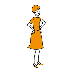 Retro woman with vintage clothes icon vector illustration graphic design
