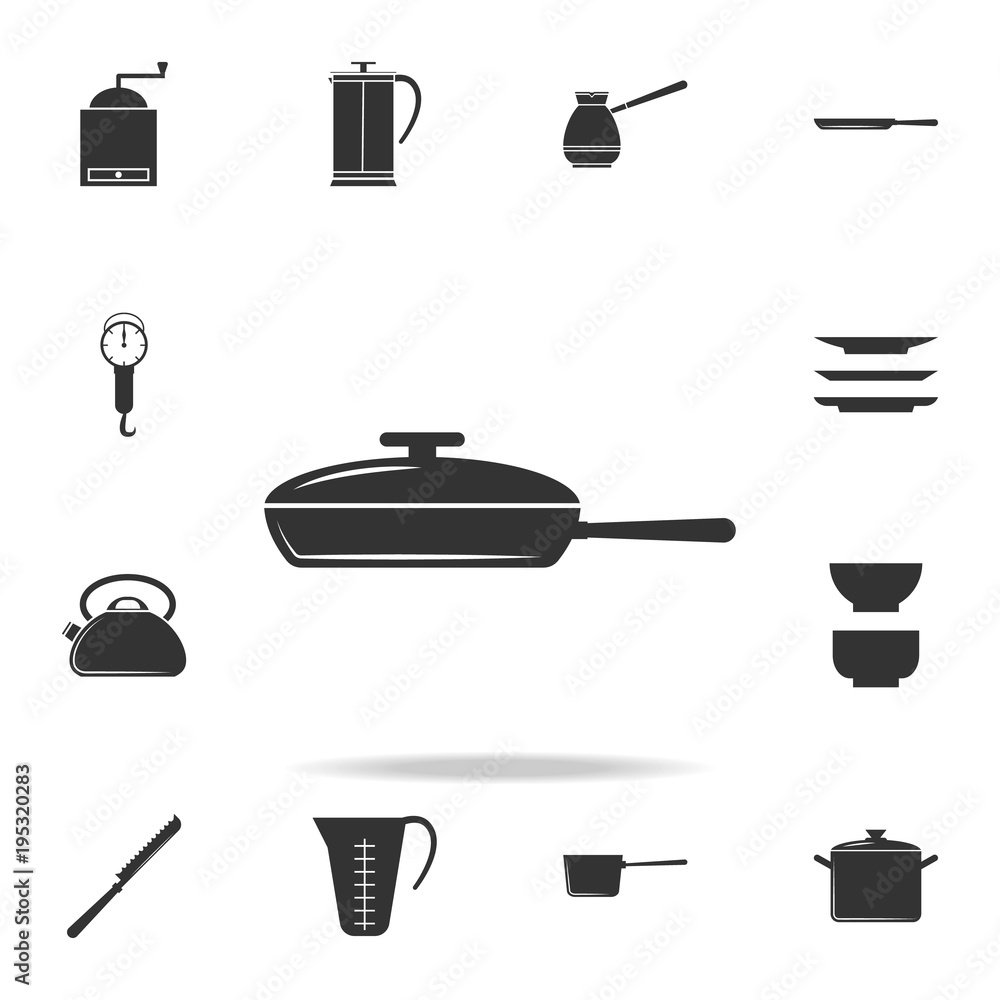 Poster frying pan icon. detailed set icons of media element icon. premium quality graphic design. one of th
