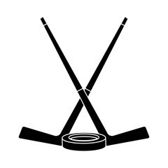 Hockey stick with puck icon vector illustration graphic design