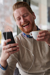 Man enjoying his morning coffee