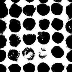 Vector hand drawn black and white seamless pattern in grunge style. Brush stroke, geometric shapes ornament illustration. Good for packaging paper, wallpaper and print design, etc.