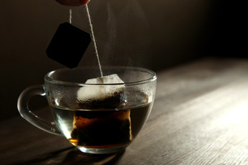 black tea and a tea bag