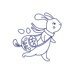 Vector Happy Easter card with running bunny