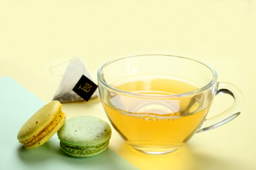 mint tea and a macaroon