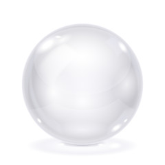 White glass ball. 3d shiny shere isolated on white background