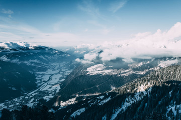 majestic winter mountain landscape in mayrhofen ski area, austria
