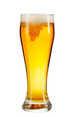 glass of beer isolated on white background.