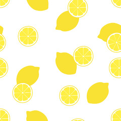 Vector illustration of seamless pattern of lemon. 