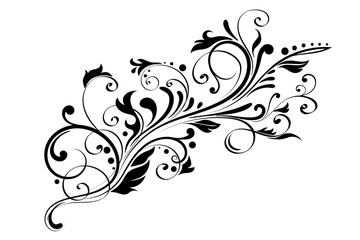 Floral decorative ornament. Flower branch