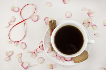 Coffee, rose petals, cinnamon, red number eight