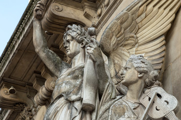 Architectural details of Opera National de Paris: Dance Facade sculpture by Carpeaux. Grand Opera...