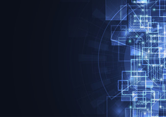 Abstract digital background with technology circuit board texture. Electronic motherboard illustration. Communication and engineering concept. Vector illustration